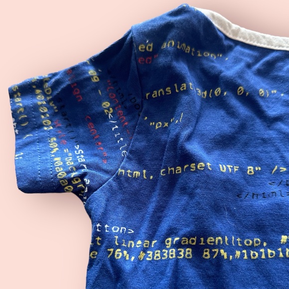 Baby Svaha Computer Programming Coding Blue With White Trim Bodysuit Sz 12 Mon - Picture 10 of 11